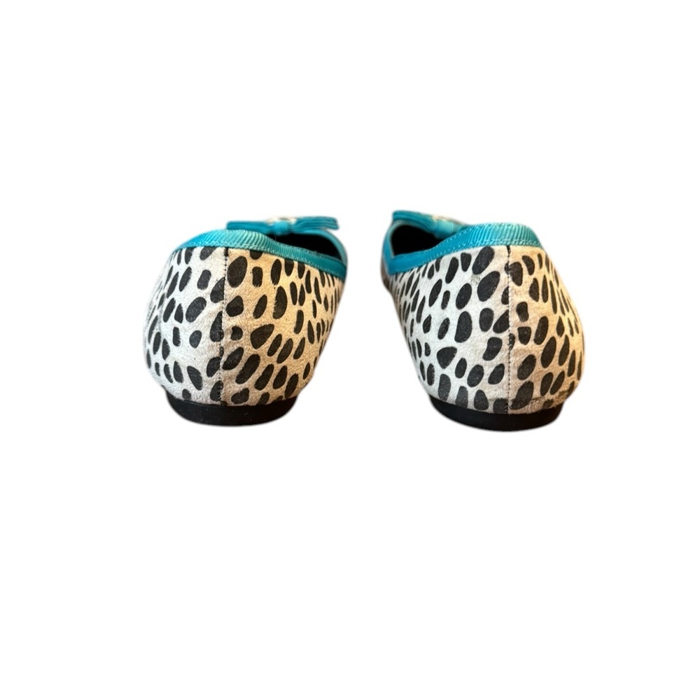 Leopard Print Ballet Flats‎ with Teal Accents - Picture 3 of 8